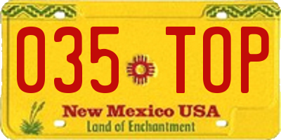 NM license plate 035TOP