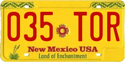 NM license plate 035TOR