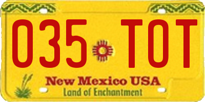 NM license plate 035TOT