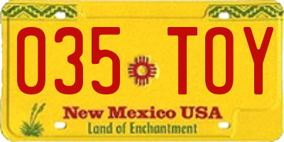NM license plate 035TOY