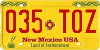 NM license plate 035TOZ