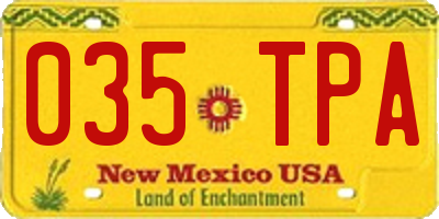 NM license plate 035TPA