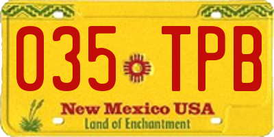 NM license plate 035TPB