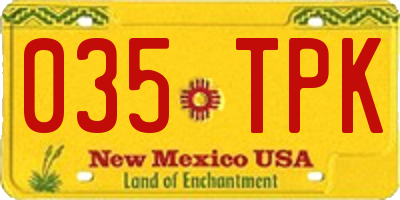 NM license plate 035TPK