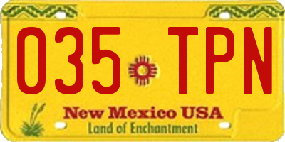 NM license plate 035TPN