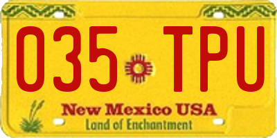 NM license plate 035TPU