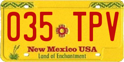 NM license plate 035TPV