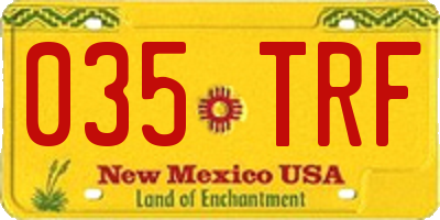 NM license plate 035TRF