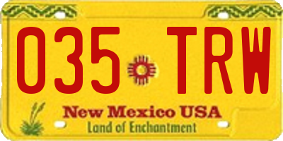 NM license plate 035TRW