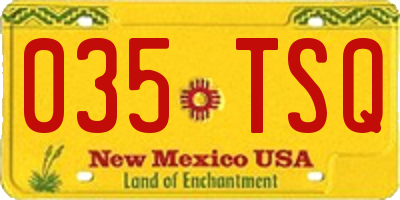 NM license plate 035TSQ