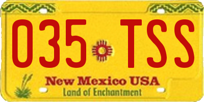 NM license plate 035TSS