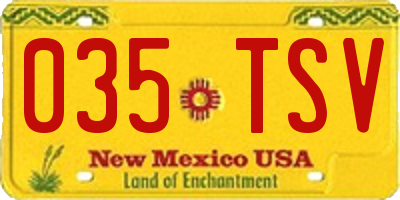 NM license plate 035TSV