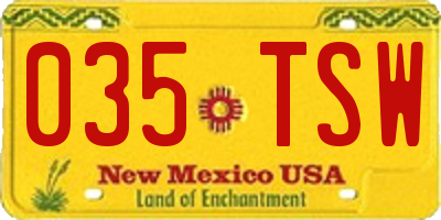 NM license plate 035TSW