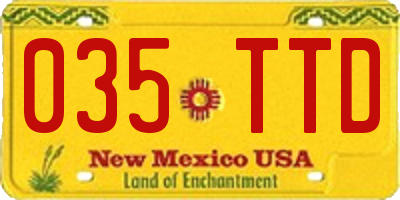 NM license plate 035TTD