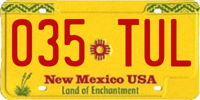 NM license plate 035TUL