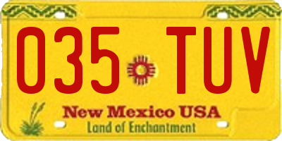 NM license plate 035TUV