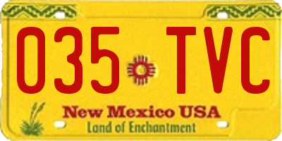 NM license plate 035TVC