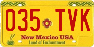 NM license plate 035TVK
