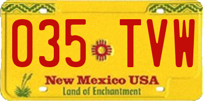 NM license plate 035TVW