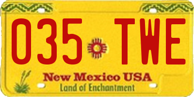 NM license plate 035TWE