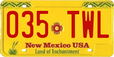 NM license plate 035TWL