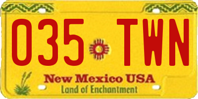 NM license plate 035TWN