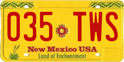 NM license plate 035TWS