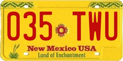 NM license plate 035TWU