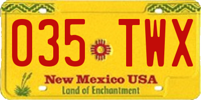 NM license plate 035TWX