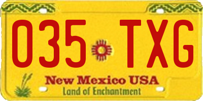 NM license plate 035TXG