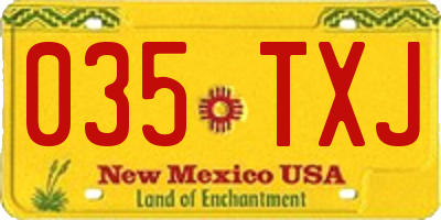 NM license plate 035TXJ