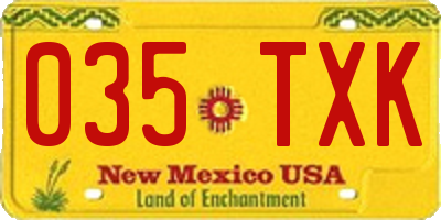 NM license plate 035TXK