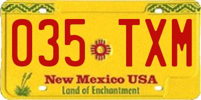NM license plate 035TXM