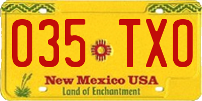 NM license plate 035TXO