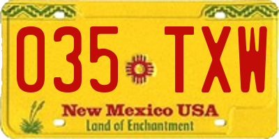 NM license plate 035TXW