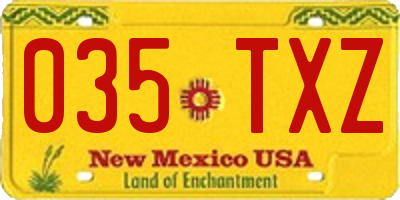 NM license plate 035TXZ