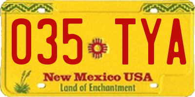 NM license plate 035TYA