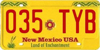 NM license plate 035TYB