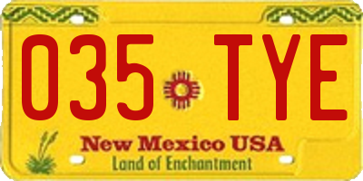 NM license plate 035TYE