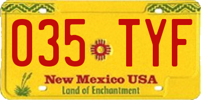 NM license plate 035TYF
