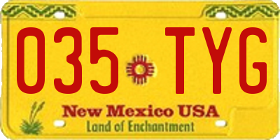 NM license plate 035TYG