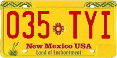 NM license plate 035TYI
