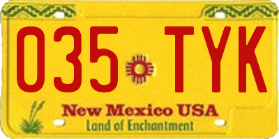NM license plate 035TYK