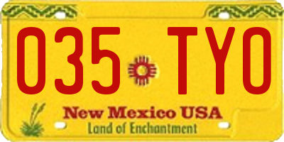 NM license plate 035TYO