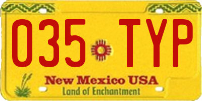 NM license plate 035TYP