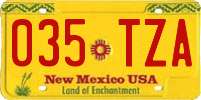 NM license plate 035TZA