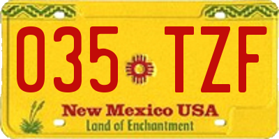 NM license plate 035TZF