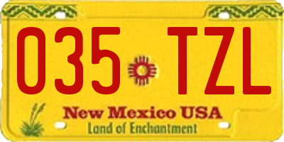 NM license plate 035TZL