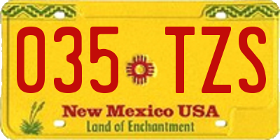 NM license plate 035TZS