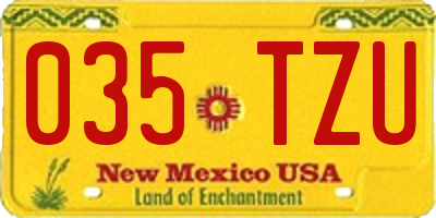 NM license plate 035TZU